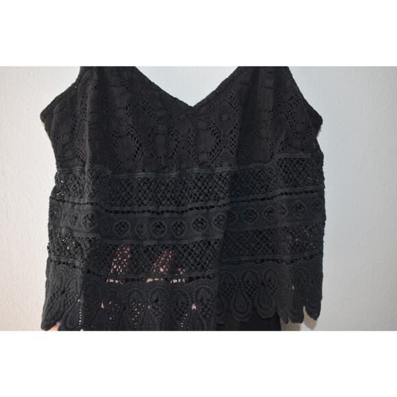 Topshop Black Lace Ruffle Top Romper Size 4 - Picture 4 of 5